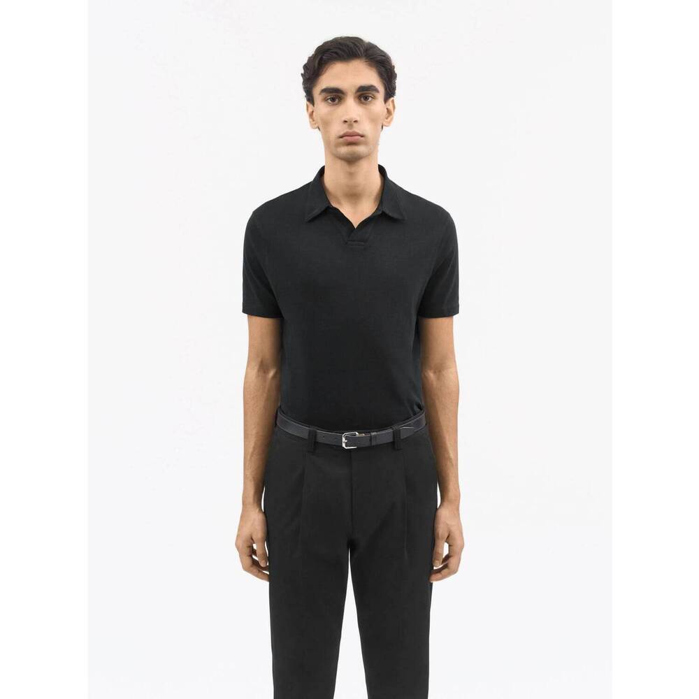 NEW TIGER OF SWEDEN ray open-neck polo shirt in dark ink